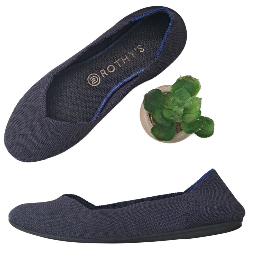 ROTHYS The Flat Maritime Navy Blue Round Toe Ballet Flat Size 8 Women's Shoe